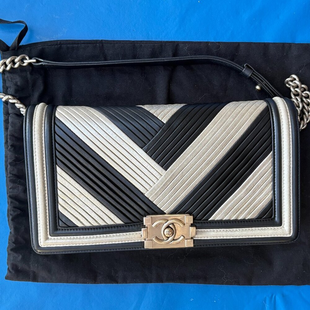 Chanel  Boy in Rome Flap Bag (old size medium) Gold Chevron